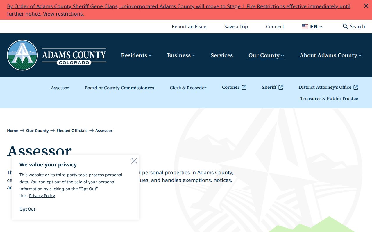 Adams County residents directory assessor office and property search source