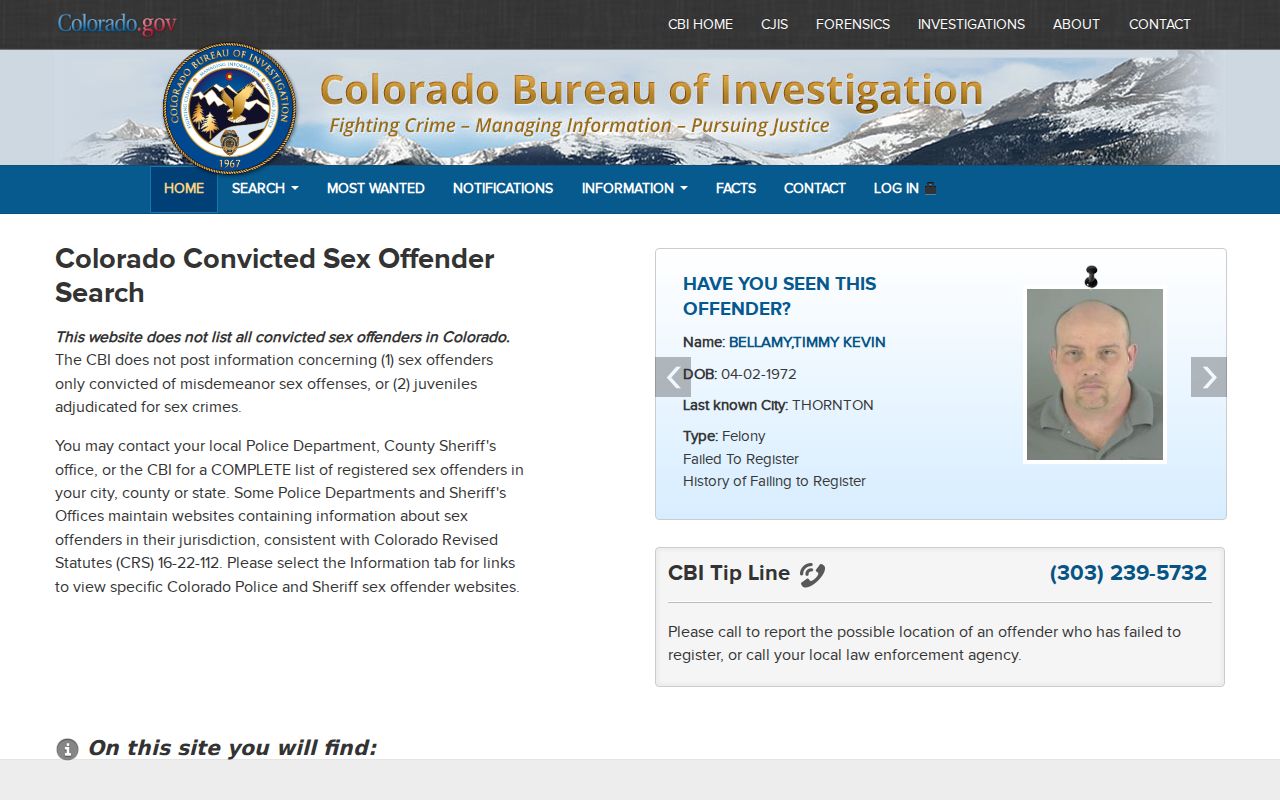 Adams County resident lookup CBI registry search and map
